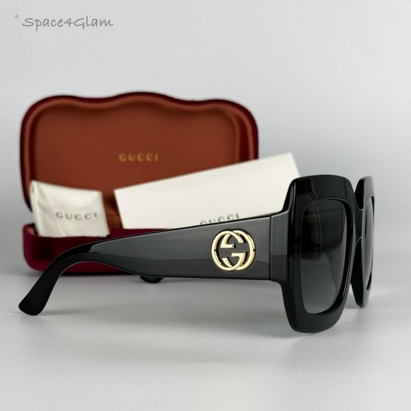 NEW Gucci GG0053SN 001 Black Gray Oversized Square Gradient Sunglasses - Picture 5 of 12